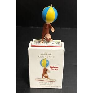 Hallmark Curious George Reading Is A Ball 2011 Christmas Ornament Holiday Monkey